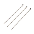 Close-up of three 10cm cream white coated metal ball chains with connector clasps - 10pcs/Pack / Beige