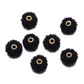 Detail of seven 18mm black teddy velvet beads with golden metal eyelets for DIY crafts - 18mm Diameter (5 Pcs/Pack) / Black