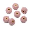 Macro detail of 18mm pink teddy plush beads with gold metal centers for DIY crafts - 18mm Diameter (5 Pcs/Pack) / Dark Pink