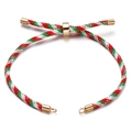 Verstelbare rood wit groene gevlochten Milan armband met gouden metalen schuifsluiting - Rood Wit Groen Driekleurig