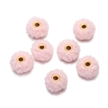 Detail of 18mm pink teddy velvet beads with golden metal eyelets for DIY jewelry - 18mm Diameter (5 Pcs/Pack) / Light Pink