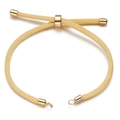Detail van verstelbaar beige gevlochten koord met gouden metalen schuifje voor DIY sieraden - Ivoor