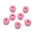 Close-up of 18mm pink teddy plush beads with gold metal eyelets for DIY jewelry crafting - 18mm Diameter (5 Pcs/Pack) / Pink