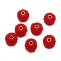 Detailed view of 18mm red teddy plush beads with gold metal eyelet for DIY jewelry - 18mm Diameter (5 Pcs/Pack) / Red