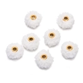 Macro shot of 18mm white teddy plush beads with gold metal eyelets for DIY jewelry crafts - 18mm Diameter (5 Pcs/Pack) / White