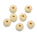 Macro detail of 18mm cream teddy velvet beads with large gold metal eyelets for DIY - 18mm Diameter (5 Pcs/Pack) / Yellow