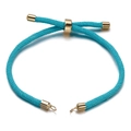 Detail van turquoise Milan koord armband met verstelbare gouden schuifgesp voor DIY sieraden - Turkoois Groen
