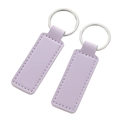 Set of two light purple faux leather keychains with silver metal rings and stitching - Stitched Rectangle-Violet