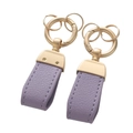 Purple faux leather keychain with gold hardware and circular snap hook ring - Horseshoe Buckle-Light Purple