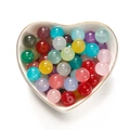 Mélange coloré de perles en verre imitation jade pour bracelets DIY dans un bol cœur - 10mm / 50 Pièces / Couleurs Mélangées Aléatoires