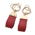 British style red litchi texture leather keychain with gold spring ring hardware - Horseshoe Buckle-Red