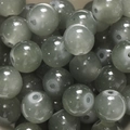 Perles en verre vert gris translucide style jade pour la création de bijoux DIY - 10mm / 50 Pièces / Vert Gris