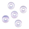 Nahaufnahme von fünf fliederfarbenen, halbtransparenten Glas-Abstandshalterperlen - 10 Stk/Packung 3.8x12.5mm / Hellblau