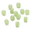 Macro detail of light green translucent cylinder glass beads with a smooth oil finish - 1 String (Approx. 60 Pcs, 6x8.5mm) / Jelly Fruit Green