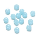 Macro detail of light blue translucent glass cylinder beads for DIY jewelry making - 1 String (Approx. 60 Pcs, 6x8.5mm) / Jelly Light Blue