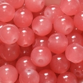 Perles en verre rose translucide poli avec trou central pour bijoux faits main - 10mm / 50 Pièces / Rouge pastèque
