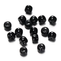 Close-up of polished black cylindrical glass beads with precision holes for DIY jewelry - 1 String (Approx. 60 Pcs, 6x8.5mm) / Jelly Black