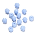 Close-up of light blue cylindrical glass beads with a matte finish for DIY jewelry making - 1 String (Approx. 60 Pcs, 6x8.5mm) / Jelly Blue
