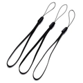 Three durable black nylon braided lanyards for mobile phones and cameras with loops - Length approx 17cm / Black