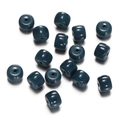 Macro shot of glossy dark teal cylindrical glass beads for DIY jewelry making - 1 String (Approx. 60 Pcs, 6x8.5mm) / Solid Ink Blue