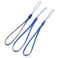 Close-up of three blue nylon lanyards with secure plastic buckles and black loops - Length approx 17cm / Dark Blue