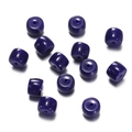 Macro shot of glossy dark blue cylinder glass beads with center holes for DIY jewelry - 1 String (Approx. 60 Pcs, 6x8.5mm) / Solid Dark Blue