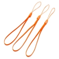 Three durable orange nylon wrist lanyards for phones and cameras on white background - Length approx 17cm / Orange
