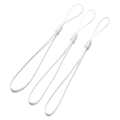 Detailed view of three white universal nylon wrist lanyards for mobile phones and cameras - Length approx 17cm / White