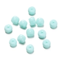 Macro shot of light blue flat round glass cylinder beads with smooth polished finish - 1 String (Approx. 60 Pcs, 6x8.5mm) / Solid Light Blue