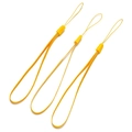 Close-up of three yellow nylon woven wrist lanyards for mobile phones and cameras - Length approx 17cm / Yellow