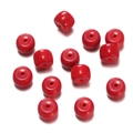 Macro shot of red cylindrical glass beads with smooth finish for DIY jewelry making - 1 String (Approx. 60 Pcs, 6x8.5mm) / Solid Red