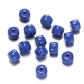 Macro shot of deep blue cylindrical glass spacer beads for DIY jewelry making and crafts - 1 String (Approx. 60 Pcs, 6x8.5mm) / Solid Royal Blue