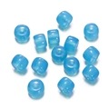 Macro detail of blue translucent glass cylinder beads for DIY jewelry making and crafts - 1 String (Approx. 60 Pcs, 6x8.5mm) / Solid Lake Blue