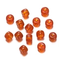 Detailed view of orange translucent glass cylinder beads for handmade DIY jewelry crafting - 1 String (Approx. 60 Pcs, 6x8.5mm) / Solid Orange Brown