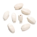 Macro detail of oval synthetic white turquoise beads with natural marble texture for DIY jewelry - Oval Shaped Bead (02) / 1 Piece / Creamy White with Brown Veins