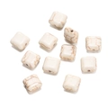 Macro view of square white howlite stone beads with brown marble texture for DIY jewelry - Square Block Bead (09) / 1 Piece / Creamy White with Brown Veins
