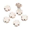 Detailed close-up of white howlite stone cross beads for DIY jewelry making - Flat Cross Bead (22) / 1 Piece / Creamy White with Brown Veins