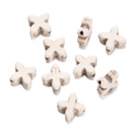 Macro shot of cross-shaped white turquoise beads with natural marble textures for DIY jewelry - Cross Style Bead (24) / 1 Piece / Creamy White with Brown Veins