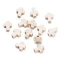 Close-up of white turquoise cross beads showing natural brown veins and smooth texture - Cross Shape Bead Set (25) / 1 Piece / Creamy White with Brown Veins