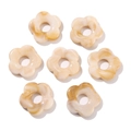 Detailed macro view of 26mm acrylic flower beads with cream amber marble texture - 4 Pieces/Pack (26x27mm) / Amber