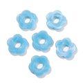 Macro shot of 26mm light blue marble acrylic five-petal flower beads for DIY jewelry - 4 Pieces/Pack (26x27mm) / Blue
