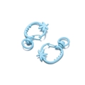 Dettaglio di moschettoni rotanti in metallo celeste a forma di fragola per DIY - 5 Pezzi/Confezione (24.5*36mm/Foro 8.7mm) / Blu