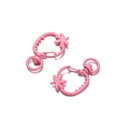 Dettaglio della chiusura a moschettone a fragola rosa in metallo per fai da te - 5 Pezzi/Confezione (24.5*36mm/Foro 8.7mm) / Rosa Intenso