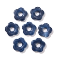 Top view of blue marble acrylic flower beads for DIY jewelry and earring crafts - 4 Pieces/Pack (26x27mm) / Navy Blue
