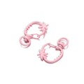 Dettaglio di chiusure a moschettone a forma di fragola rosa per gioielli fai-da-te - 5 Pezzi/Confezione (24.5*36mm/Foro 8.7mm) / Rosa
