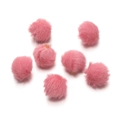 Close-up of pink faux mink fur balls with metal loops for DIY jewelry making accessories - 10 Pieces/Pack (17mm Diameter) / Deep Pink