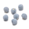 Detail of 17mm grey blue faux mink fur pompom charms with gold metal loops for DIY jewelry - 10 Pieces/Pack (17mm Diameter) / Gray Blue