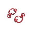 Dettaglio di due moschettoni in metallo a forma di fragola rossa per gioielli fai da te - 5 Pezzi/Confezione (24.5*36mm/Foro 8.7mm) / Rosso
