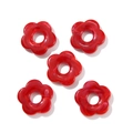 Macro detail of five-petal dark red acrylic flower beads with marble texture for DIY jewelry - 4 Pieces/Pack (26x27mm) / Red