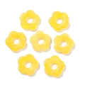 Macro detail of seven yellow acrylic flower beads with marble texture and center holes - 4 Pieces/Pack (26x27mm) / Yellow